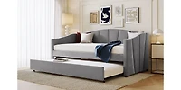 Streamdale Upholstered Daybed Sofa Bed Twin With Trundle And Wood Slat