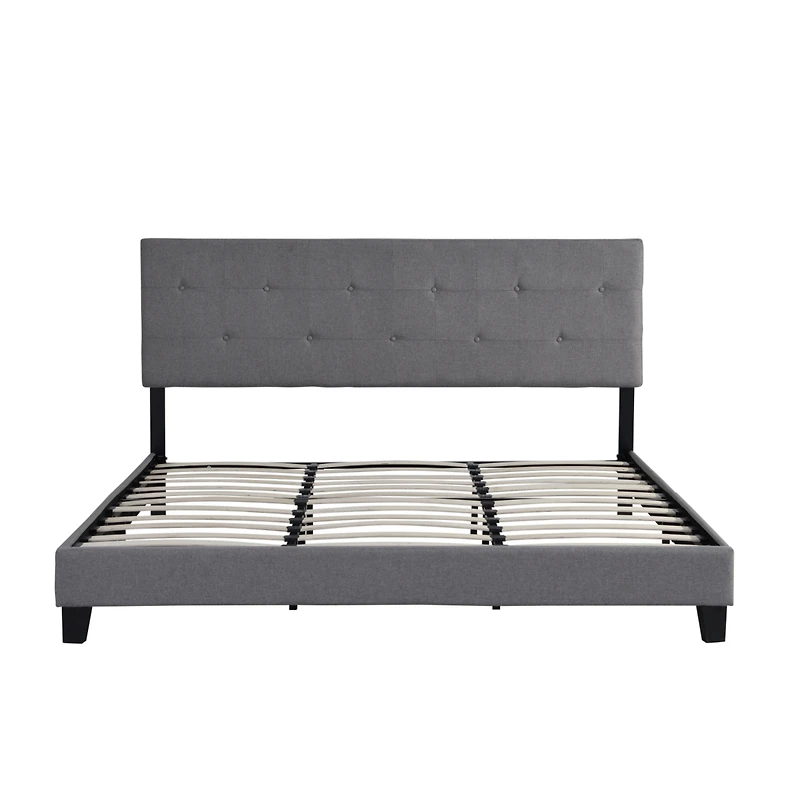 King Size Upholstered Platform Bed Frame - Gray