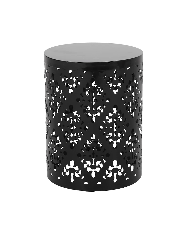 Elegant Iron Cut Side Table Set with Cylindrical Structure