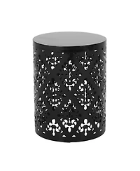 Elegant Iron Cut Side Table Set with Cylindrical Structure
