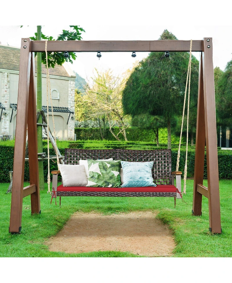 Slickblue 2-Person Rattan Hanging Porch Swing Chair