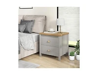 Slickblue 2-Drawer Nightstand with Rubber Wood Legs