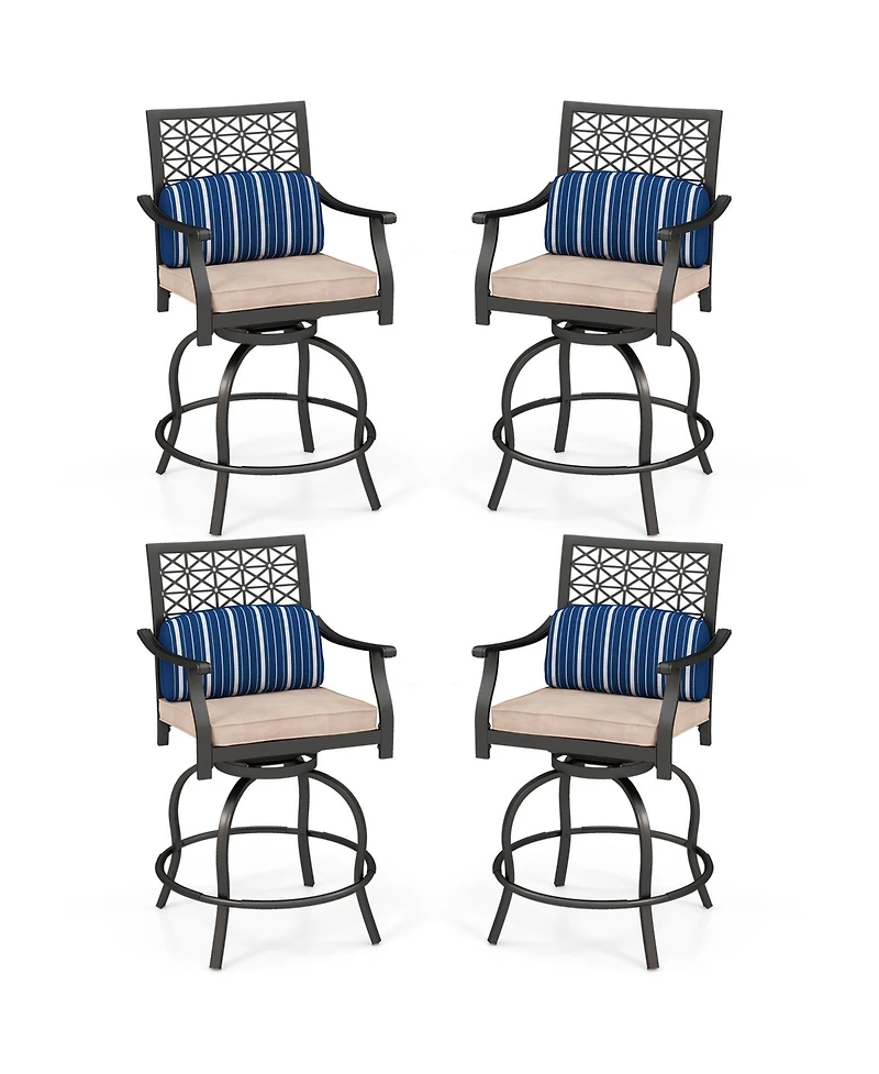 Slickblue Set of 2 Outdoor Bar Height Chair with Soft Cushions