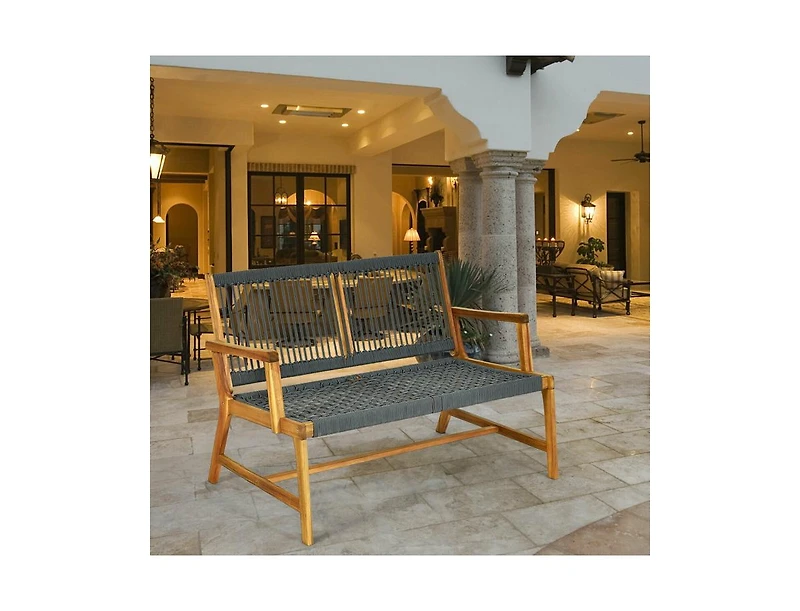 Slickblue 2-Person Acacia Wood Yard Bench for Balcony and Patio