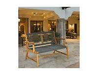 Slickblue 2-Person Acacia Wood Yard Bench for Balcony and Patio