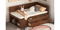 Streamdale Twin Size Daybed With Drawers And Shelves, Gray