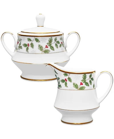 Noritake Holly Berry Gold Sugar Creamer Set
