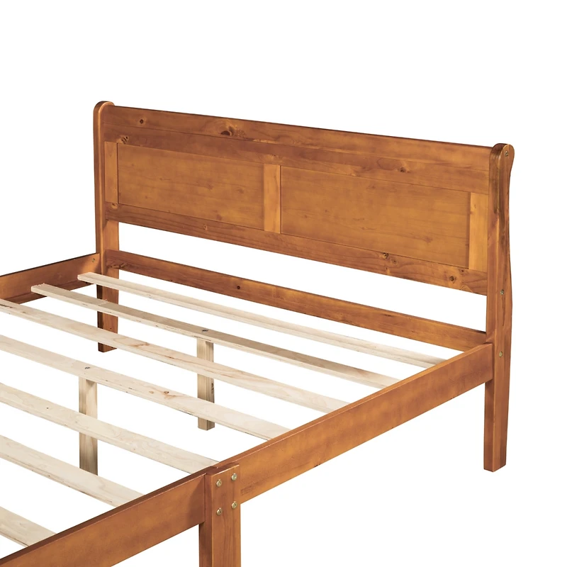 Streamdale Queen Wood Platform Bed With Headboard And Wooden Slat Support