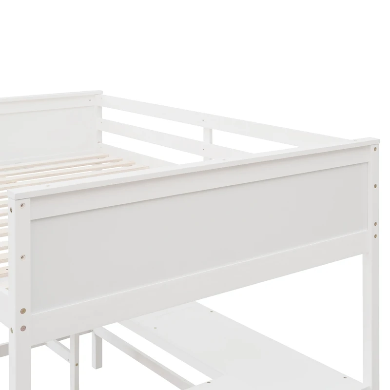 Streamdale Full Loft Bed With Shelves And Desk, Wooden Desk