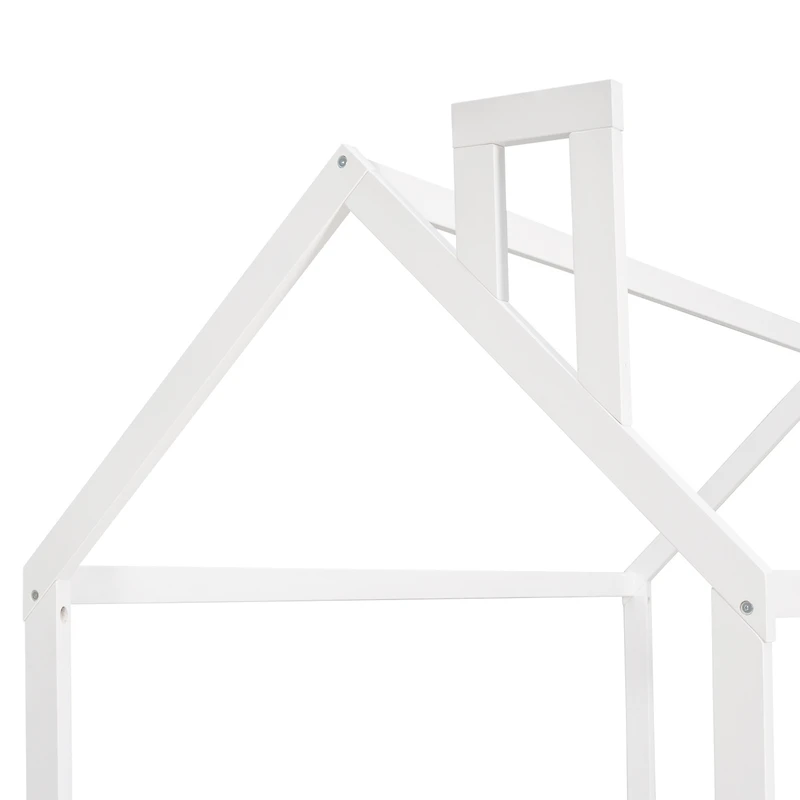 Streamdale Twin Wood Bed House Frame With Fence, For Kids, Teens, Girl