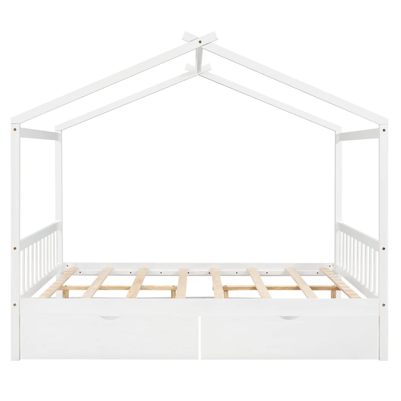 Streamdale Platform Bed with Drawers, Headboard, and Roof Design