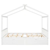 Streamdale Platform Bed with Drawers, Headboard, and Roof Design