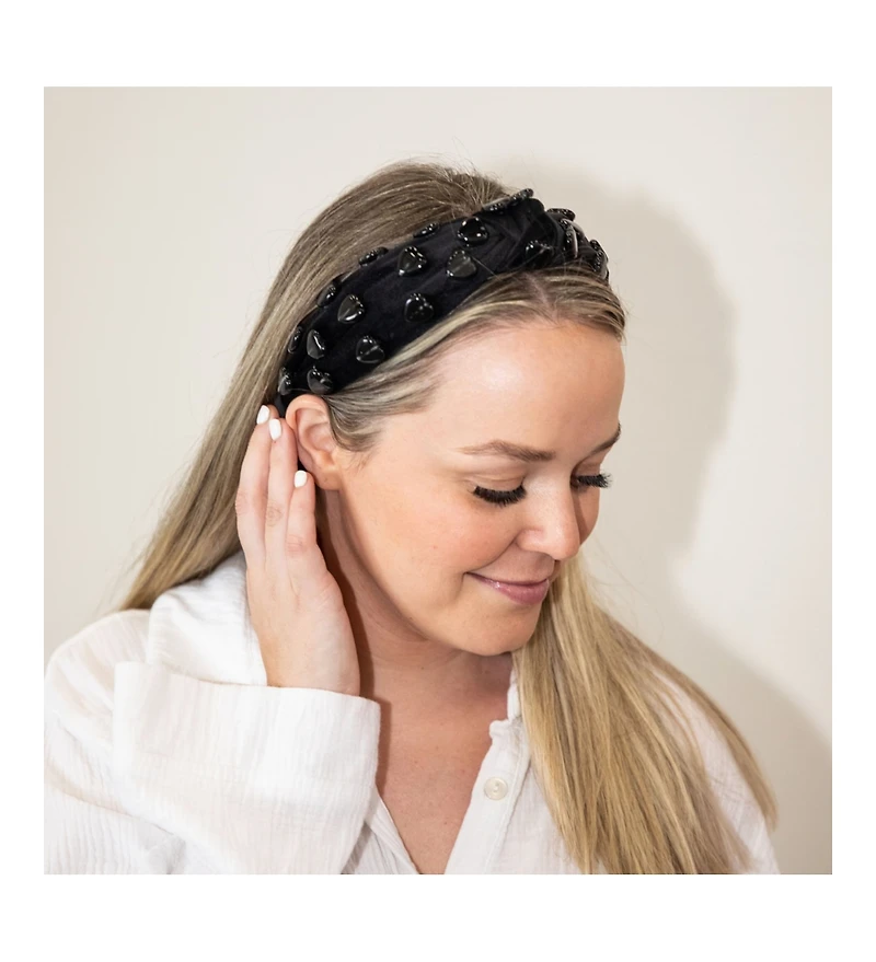 Stone Quartz Traditional Knot Headband - Black