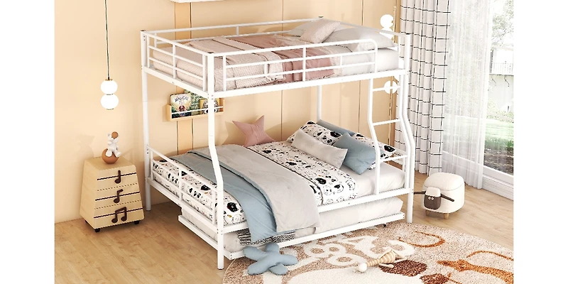 Streamdale Full Xl Over Queen Metal Bunk Bed With Trundle