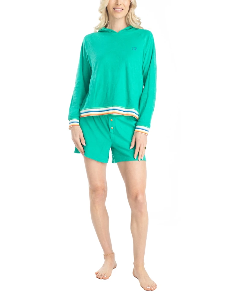 Ocean Pacific Women's Sunset Chaser Hoodie Short Set