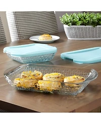 Anchor Hocking Basketweave Embossed 4-Piece Bakeware Bundle