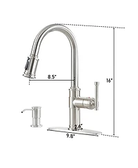 Mondawe Pull-out Kitchen Faucets Single Hole with Soap Dispenser