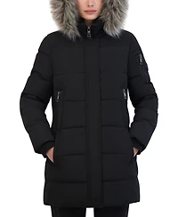 Nautica Women's Faux-Fur-Trim Hooded Puffer Coat