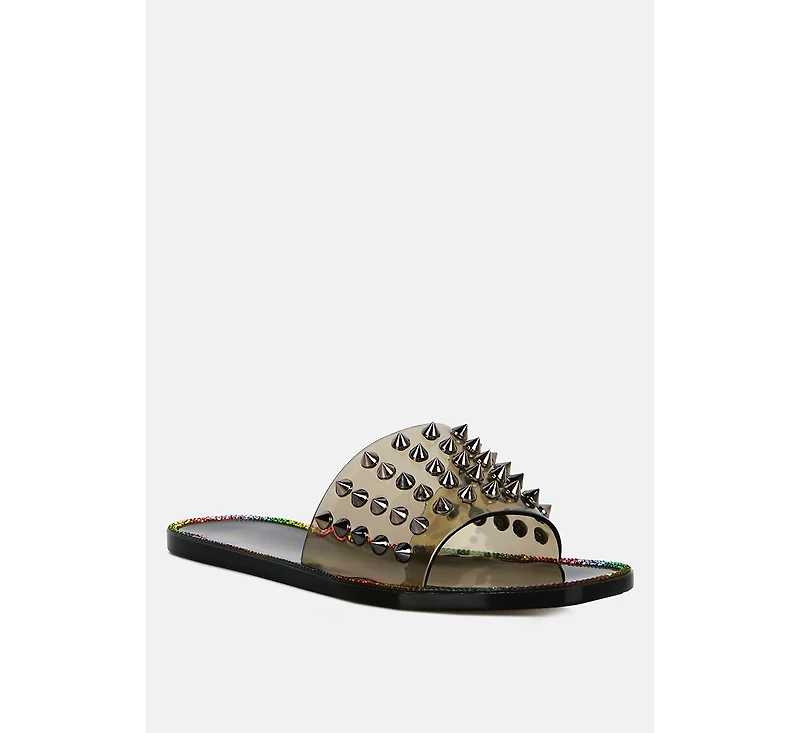 bolly punk stud clear jelly flats