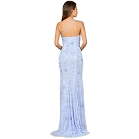 Lara Women's One Shoulder Beaded Gown with Slit