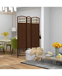 Homcom 3 Panel Room Divider, Folding Screen, 5.6', Brown