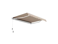 Slickblue Outdoor Manual Retractable Awning Cover Shelter Patio Sun Shade-Beige