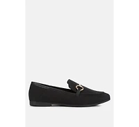 neoma horsebit detail flat canvas loafers