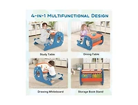 Slickblue Toddler Convertible Activity Table Set Easel with Erasable Whiteboard-Blue