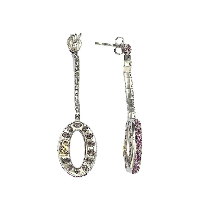Suzy Levian New York Suzy Levian Sterling Silver Sapphire & Created White Sapphire Oval Circle Drop Dangle Earrings