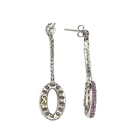 Suzy Levian New York Suzy Levian Sterling Silver Sapphire & Created White Sapphire Oval Circle Drop Dangle Earrings