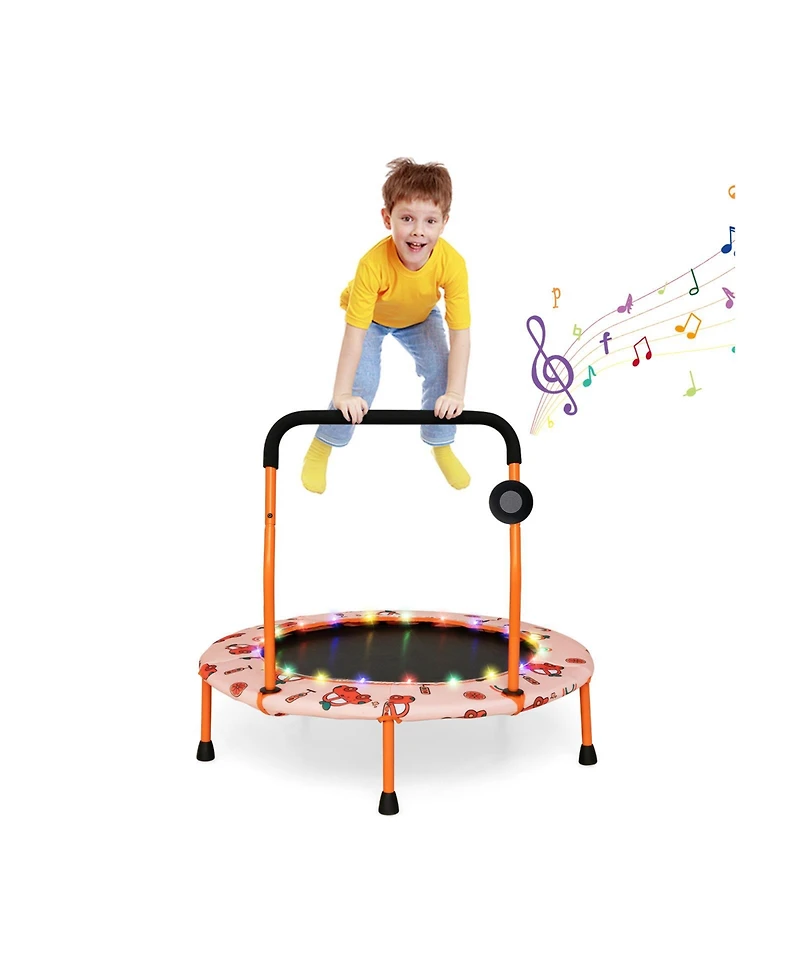 Slickblue 36 Inch Mini Trampoline with Colorful Led Lights and Bluetooth Speaker