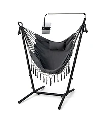 Slickblue Height Adjustable Hammock Chair with Phone Holder and Side Pocket