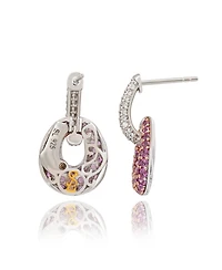 Suzy Levian New York Suzy Levian Sterling Silver Sapphire & Created White Sapphire Double Oval Dangle Earrings
