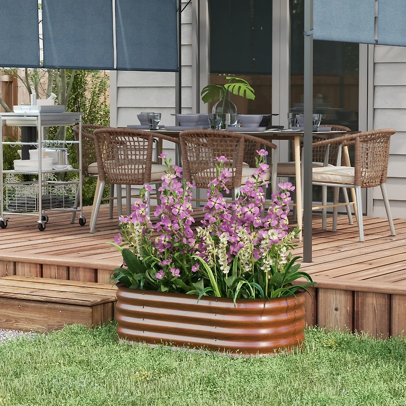 11.75" H Galvanized Metal Modular Garden Bed with Self-Draining Base