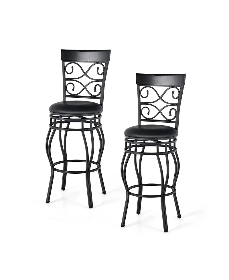 Set of 2 30 Inch Bar Stool with Backrest and Footrest