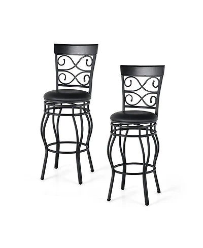 Set of 2 30 Inch Bar Stool with Backrest and Footrest