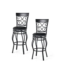 Set of 2 30 Inch Bar Stool with Backrest and Footrest