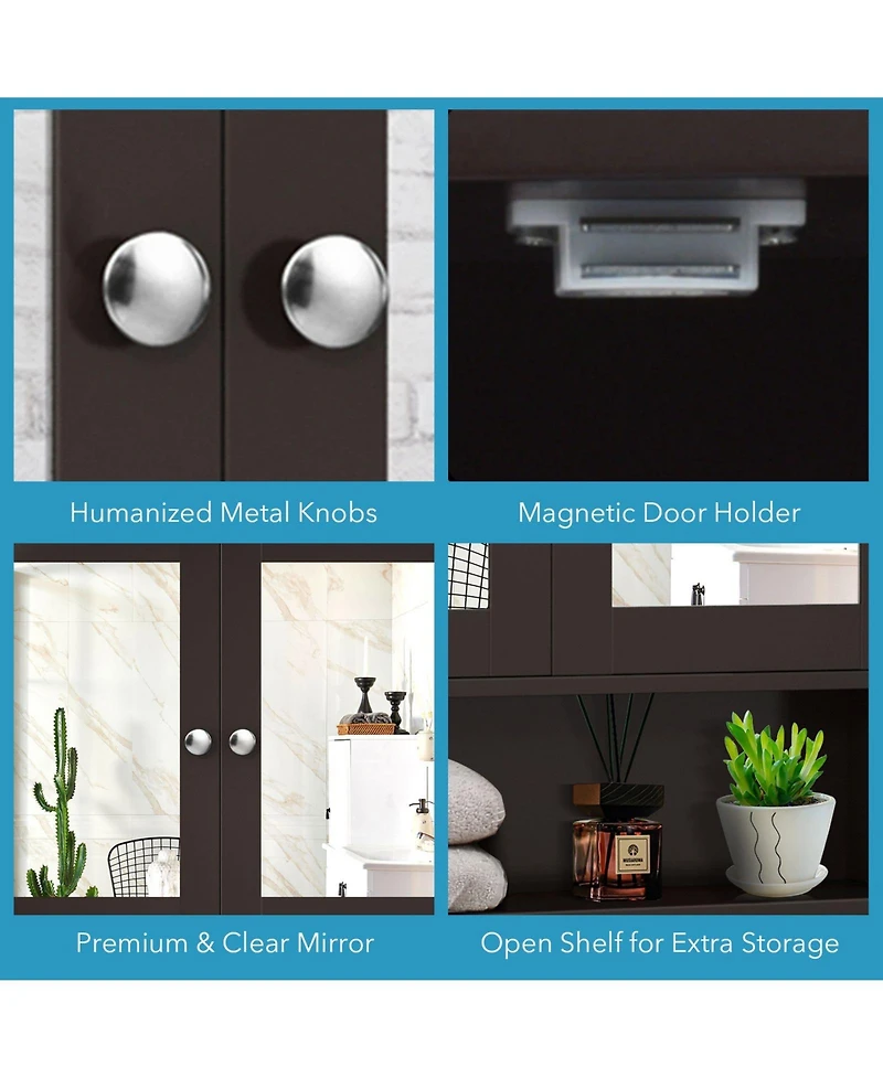 Sugift Bathroom Wall Mount Mirror Cabinet Organizer