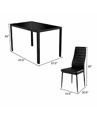 Sugift 5 Pieces Metal Frame and Glass Tabletop Dining Set