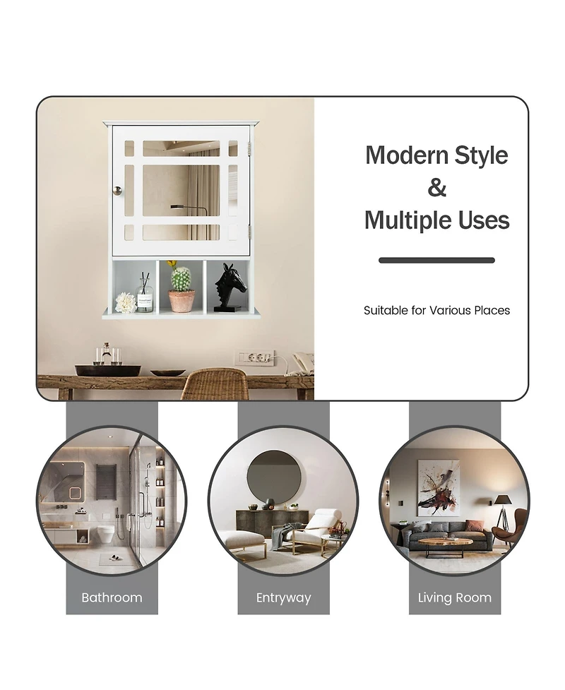 Sugift Wall Mounted and Mirrored Bathroom Cabinet