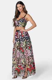 Bebe Women's Floral Embroidered Two Piece Set