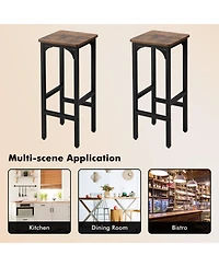 2 Pieces 28 Inch Dining Bar Chair Set with Footrest and Adjustable Pads