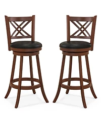 360° Swivel Upholstered Barstools Set of 2 with Back and Footrest