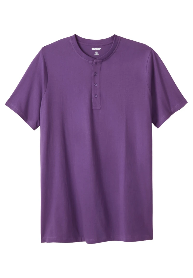 KingSize Tall Shrink-Less Longer Length Lightweight Henley T-Shirt