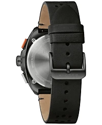 Bulova Men's Chronograph Racer Black Leather Strap Watch 42mm