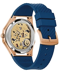 Bulova Women's Marc Anthony Curv Diamond Accent Blue Silicone Strap Watch 41mm