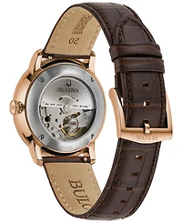 Bulova Unisex Automatic Hudson Brown Leather Strap Watch 39mm