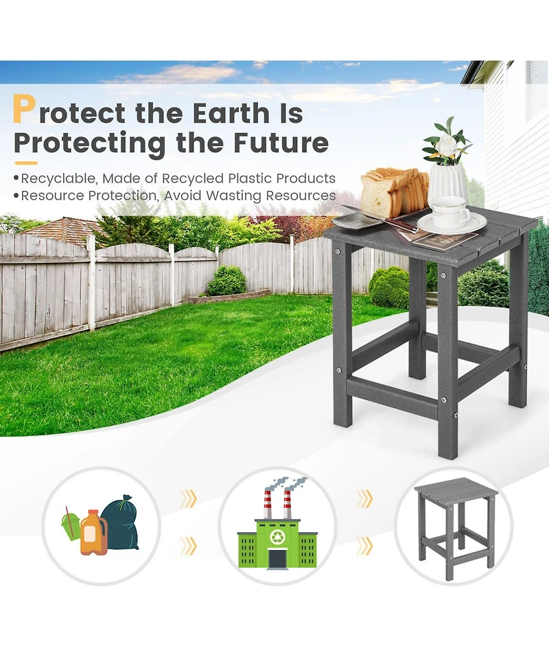 Slickblue 14 Inch Square Weather-Resistant Adirondack Side Table