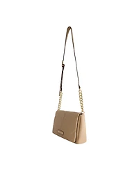 True Religion Quilted Logo Plaque Flap Bag