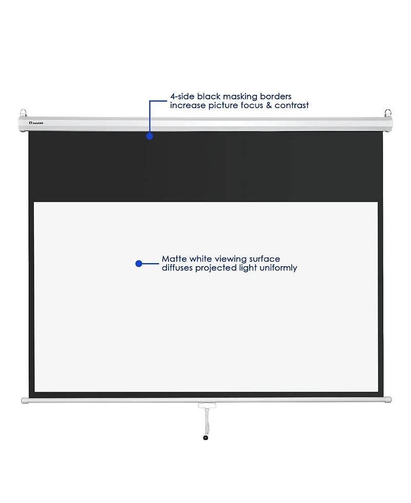 Instahibit 72" 16:9 4K Manual Projection Screen Pull Down Projector Home Movie